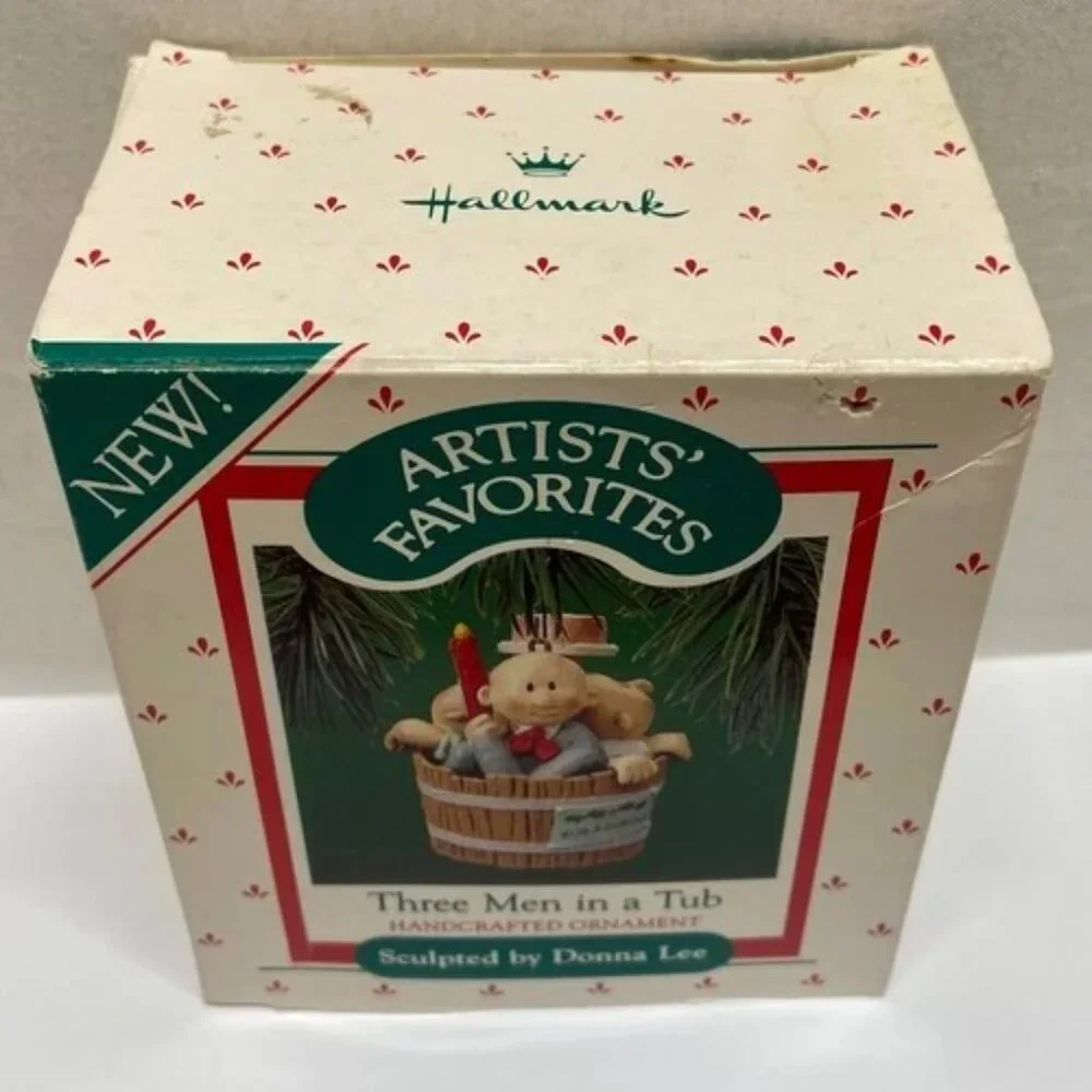 Vintage 1987 Hallmark Ornament Three Men In A Tub QX4547 Handcraft Donna Lee NIB